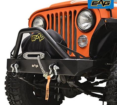 Eag Stubby Front Bumper With D Rings For 76 86 Jeep Wrangler Cj