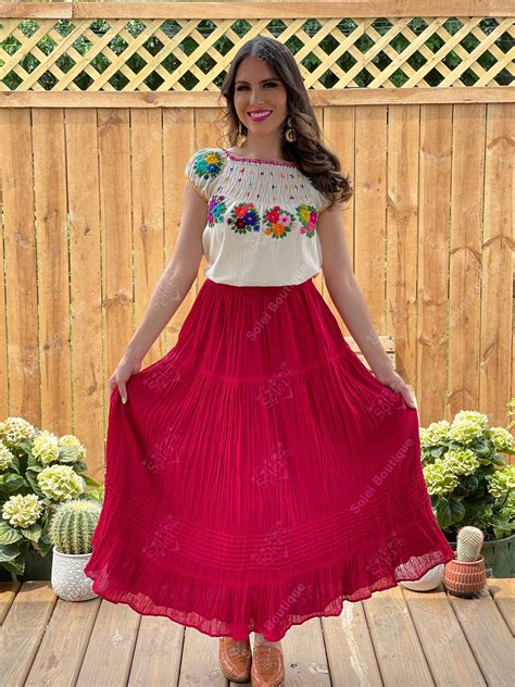 Mexican Maxi Skirt Mexican Colorful Skirt Traditional Long Etsy