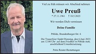 Traueranzeigen von Uwe Preuß | Harztrauer.de