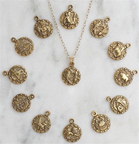 Zodiac Necklace Gold Filled Chain Horoscope Necklace Ancient Etsy