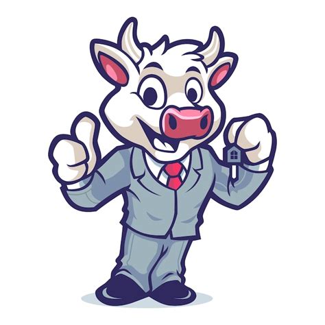 Premium Vector Cow Business Mascot Design