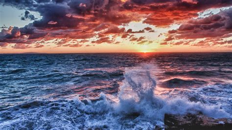Wallpaper 3840x2160 Px Clouds Hdr Nature Sea Sunset