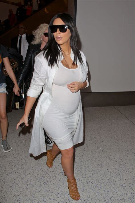 Pregnant Kim Kardashian At Los Angeles International Airport 08042015