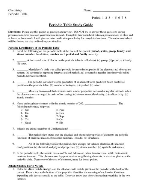 List the elements in period 3. Worksheet Periodic Trends | Homeschooldressage.com