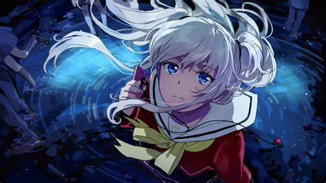 Wallpaper Illustration White Hair Anime Girls Blue