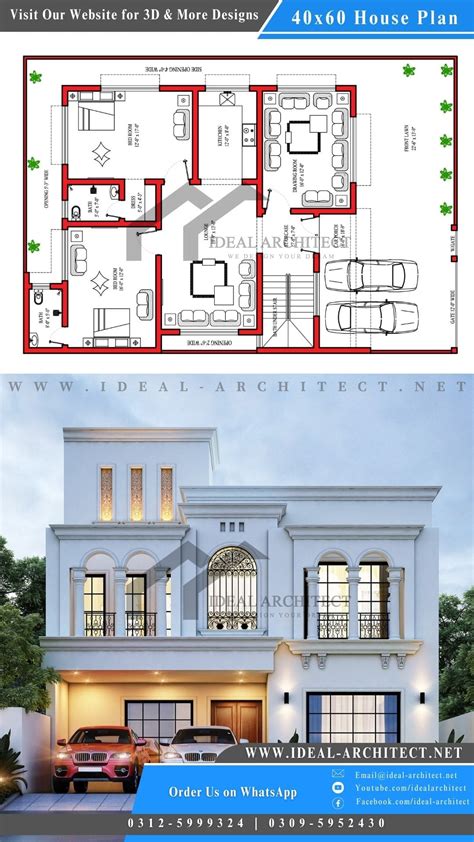 10 Marla House Design 40x60 House Plan Ideal Architect