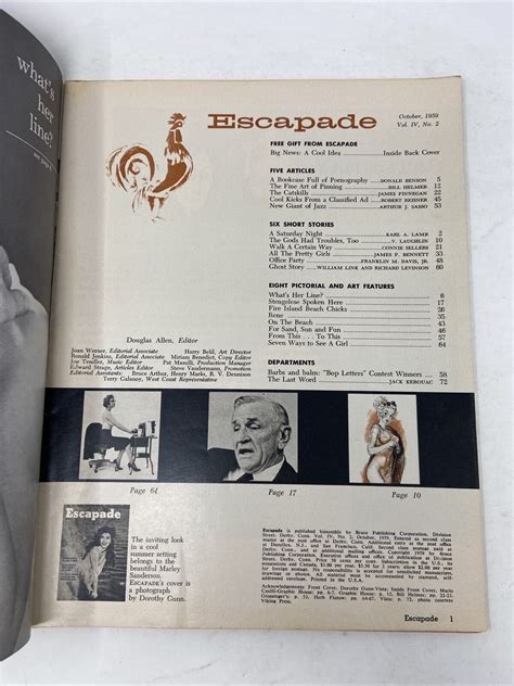 Vtg Escapade Magazine October 1959 Men S Erotica Early Nude Photography Ebay