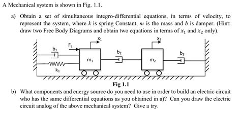 Solved A Mechanical System Is Shown In Fig 11 A Obtain A