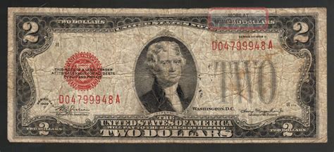 2 Dollar Red Seal 1928d United States Legal Tender Note Old Us Paper