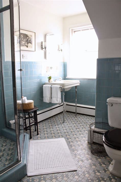 Small bathroom floor tile design ideas with blue difference bathroom shower tile modern and classic | advice for your home decoration. Pre-holiday Spruce-Up: The Vintage Blue Tile Bathroom ...