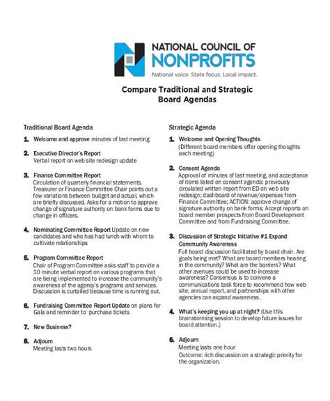 nonprofit agenda sample  examples format  examples