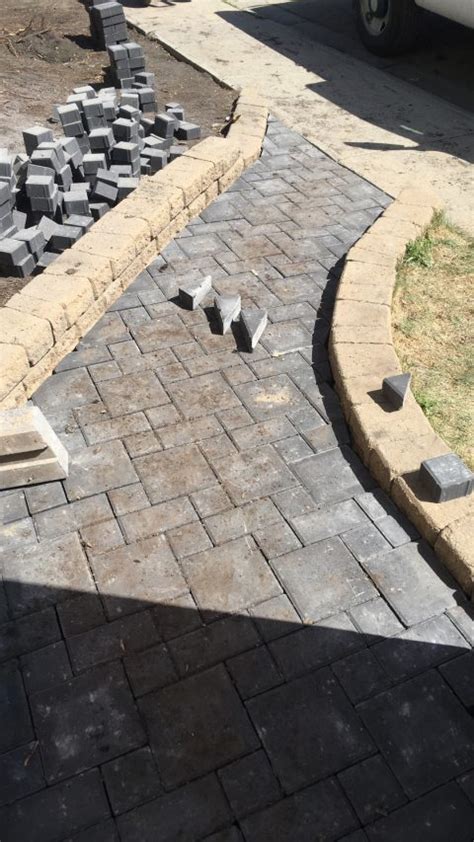 Rocky View Yards Landscaping Charcoal Grey Paver Pathway Construction
