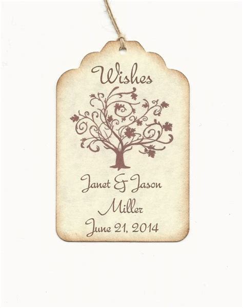 100 Custom Personalized Wedding Wish Tree Tags Wedding Favors Elegant