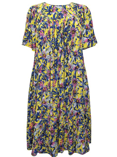 Go Softly Go Softly Yellow Floral Print Short Sleeve Crinkled Patio