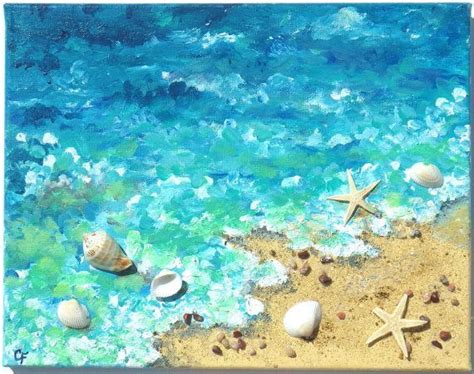 Watercolor Ocean Beach Shell Pic 25 Bästa Idéerna Om Ocean Paintings