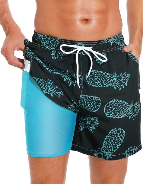 Silkworld Mens Swimming Trunks With Compression Liner Quick Dry 5 Inch