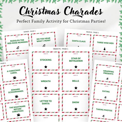 Christmas Charades For Kids Christmas Activity Printable Party Game