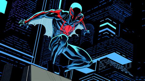Download Spider Man 2099 Swinging Through The Future City Wallpaper