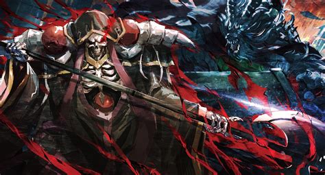 Wallpaper Ainz Ooal Gown Skull Overlord Iii Spear Artwork