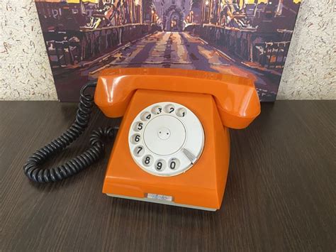 Vintage Orange Phone 76s Old Rotary Phone Circle Dial Rotary Etsy In