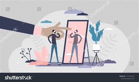 Self Absorption Concept Flat Tiny Person Stock Vector Royalty Free