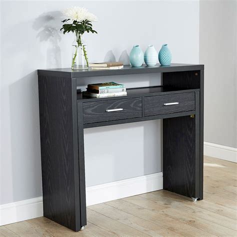 The writing desk fit well with the pc and. Regis Extending Console Desk Black 2 Drawer - Buy Online ...