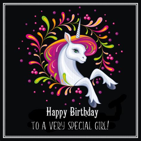 Unicorn Says Happy Birthday To Girl Free For Kids Ecards 123 Greetings