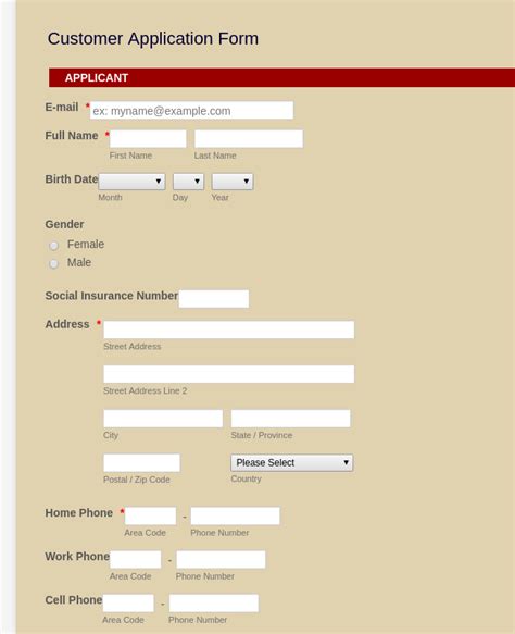 auto sales customer application form template jotform