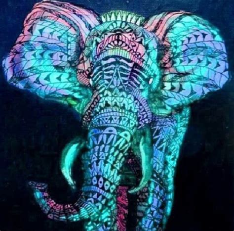 Psychedelic Trippy Image Bohemian Elephant Colorful Elephant