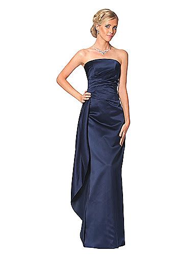 Sheath Column Strapless Floor Length Satin Dress With Ruched By