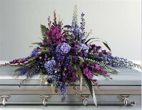 Graceful Purple Casket Flower Spray H2482 Funeral Flowers Delivery In