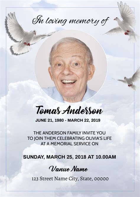 Copy Of Funeral Announcement Card Postermywall