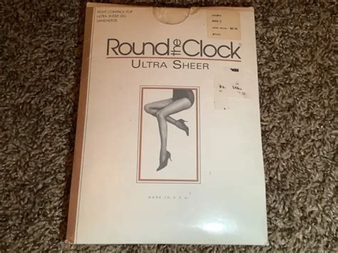 Vintage Round The Clock Pantyhose Ivory Color Ultra Sheer Control Top Size B 11 99 Picclick