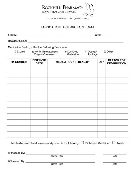 Narcotic Destruction Form Fill Out And Sign Online Dochub