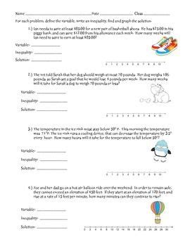 Your 6th grade solving and graphing inequalities worksheet answer key pdf pic are available in this blog. Inequality Word Problems ~ Write and solve 2-Step ...