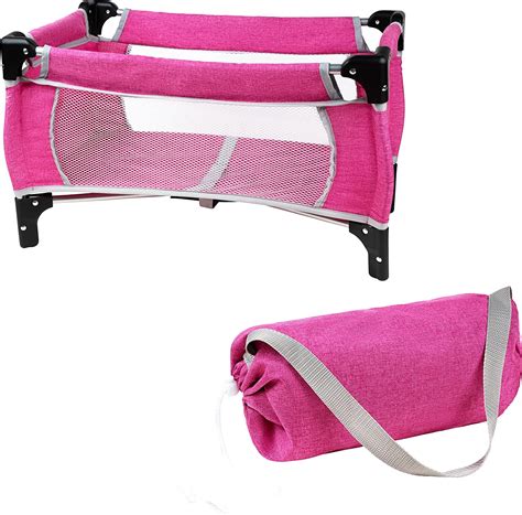 Fash N Kolor® Baby Doll Pack N Play Crib Hot Pink Denim