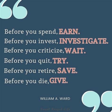 A Quote With The Words Before You Spend Earn Before You Invest