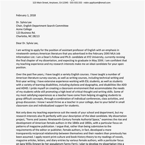 write  academic cover letter  examples