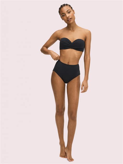 Palm Beach Molded Cup Bandeau Bikini Top Black Womens Kate Spade