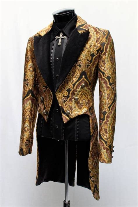Victorian Tailcoat Gold Carnival Brocade Etsy Mens Fashion Casual
