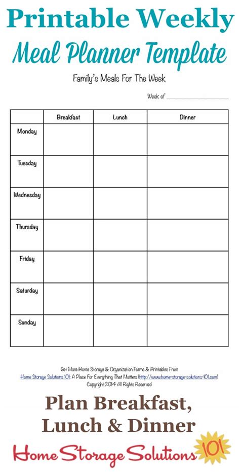 Printable Meal Planner Template Pikollazy