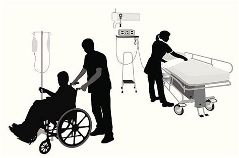 Patient Hospital Bed Silhouette Illustrations Royalty Free Vector