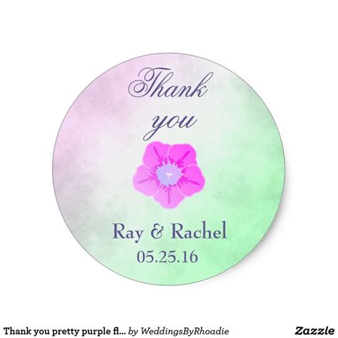 Thank You Pretty Purple Flower Sticker A Lovely Purple And Green Ombre