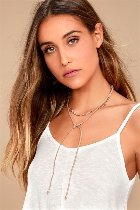 Real Radiance Rose Gold And Tan Suede Wrap Choker Necklace 10