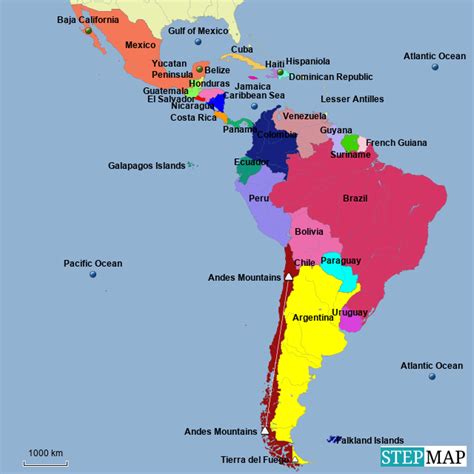 Stepmap Latin America Countries Landkarte Für South America