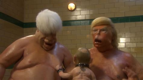 Naked Trump Boris Johnson And Putin Wrestle In Sauna In Spitting Image