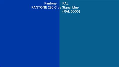 Pantone 286 C Vs Ral Signal Blue Ral 5005 Side By Side Comparison
