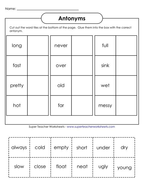 Synonyms And Antonyms Grade 3 Worksheets