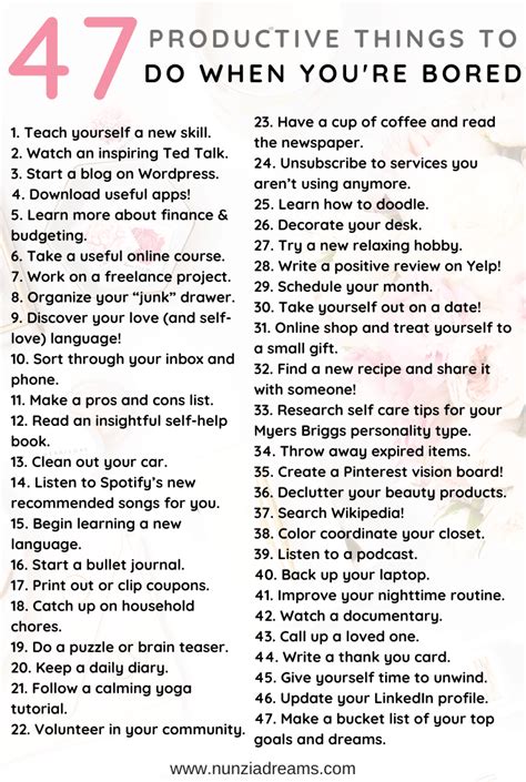 47 Productive Things To Do When Youre Bored Nunziadreams In 2020