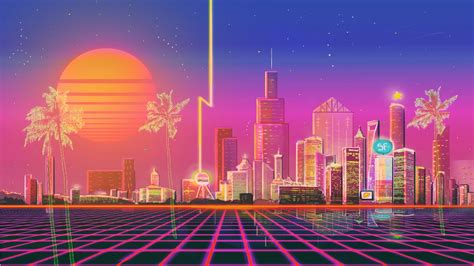 Retrowave Big City Sunset Wallpaper